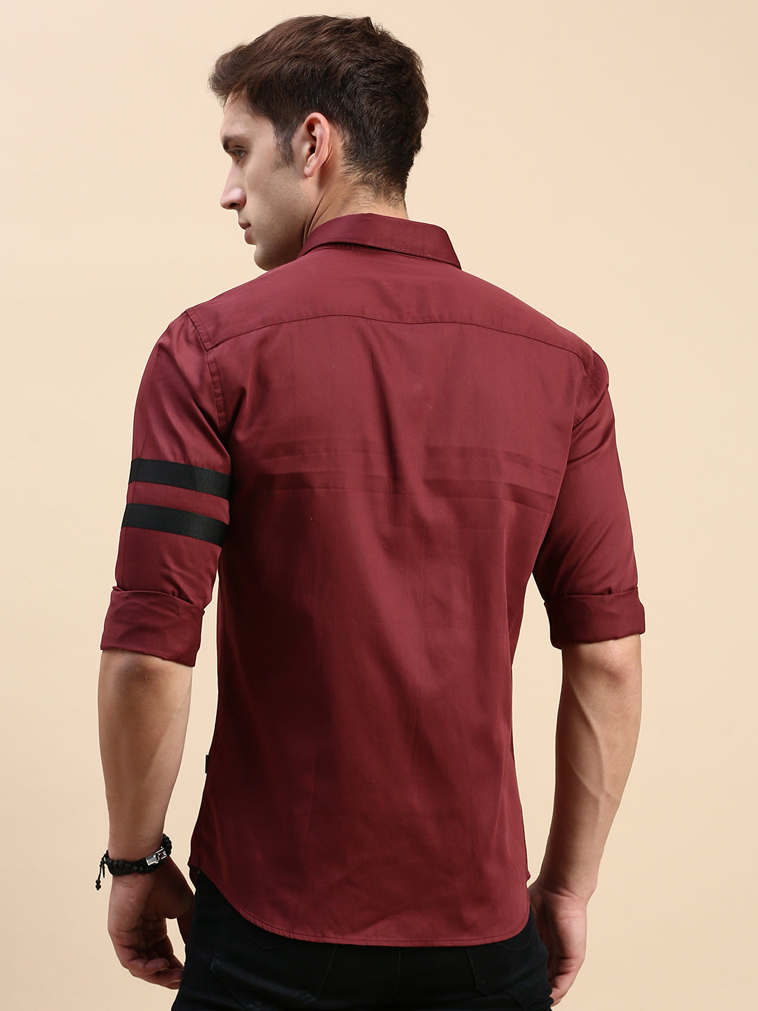 Men Maroon Solid Casual Shirt