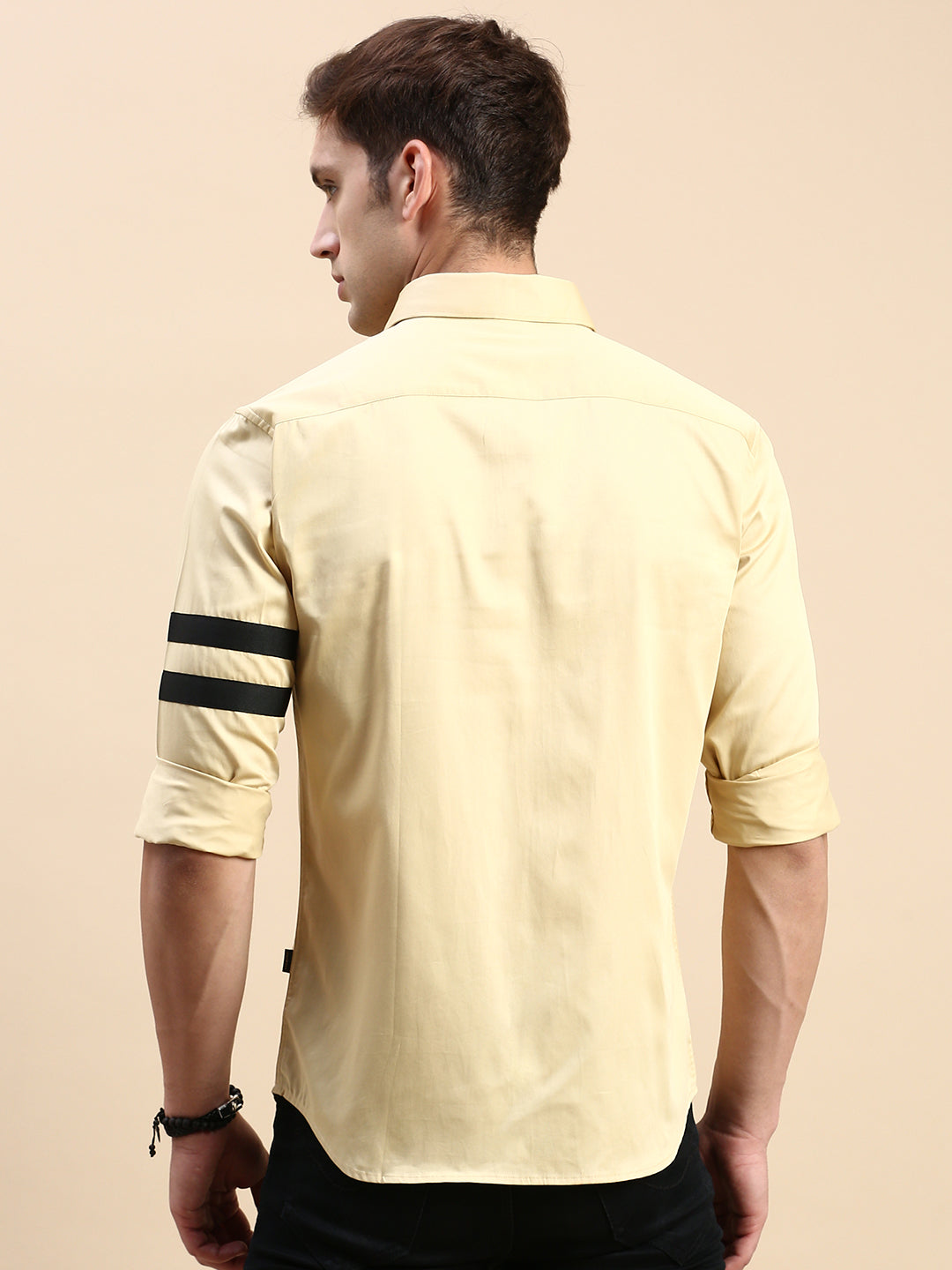 Men Beige Solid Casual Shirt