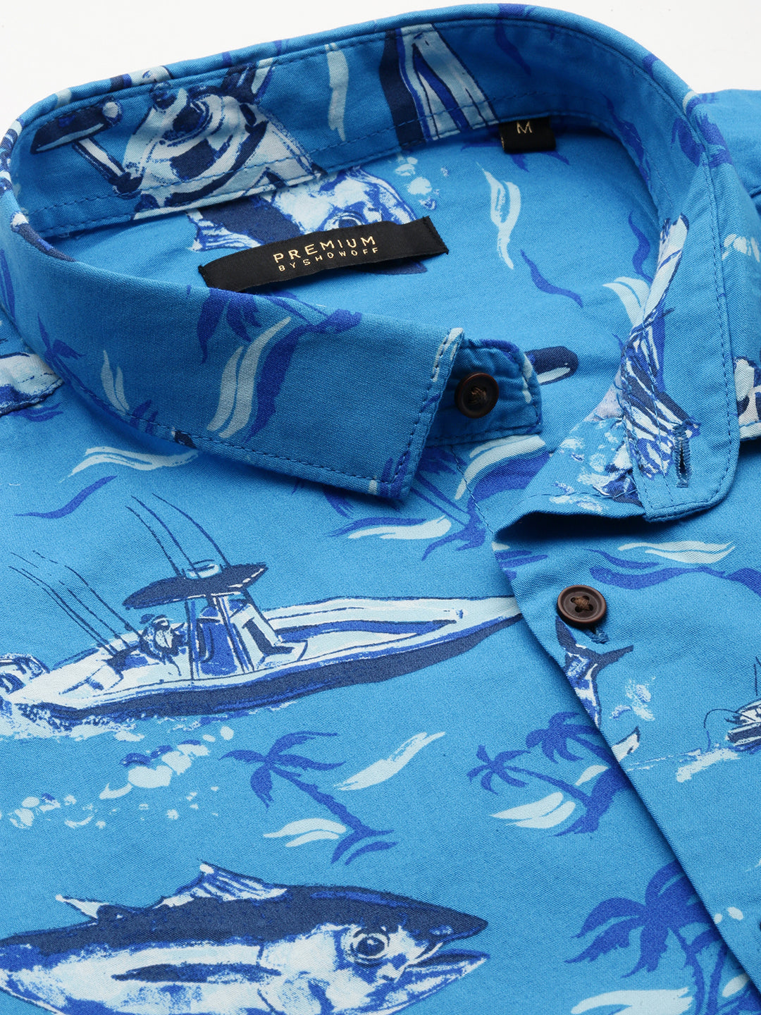 Men Blue Printed Casual Shirt