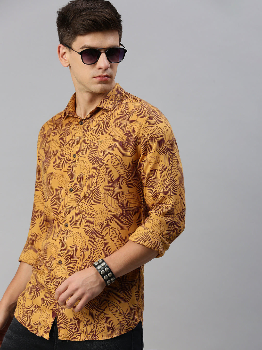 Men Yellow Printed Casual Shirt