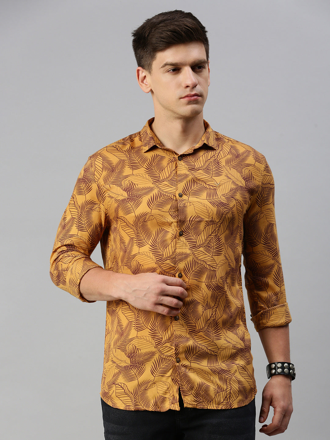 Men Yellow Printed Casual Shirt