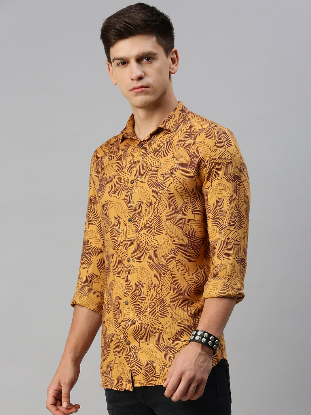 Men Yellow Printed Casual Shirt