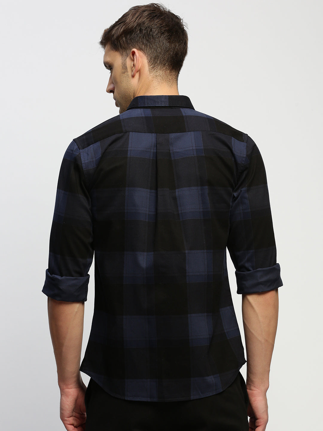 Men Navy Checked Shirt