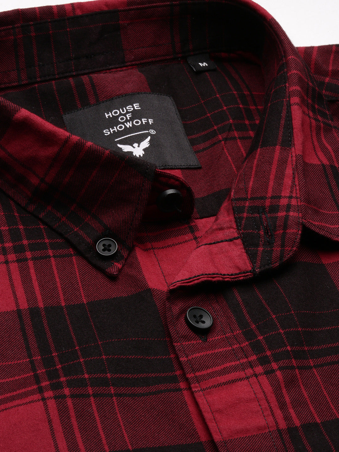 Men Maroon Checked Shirt