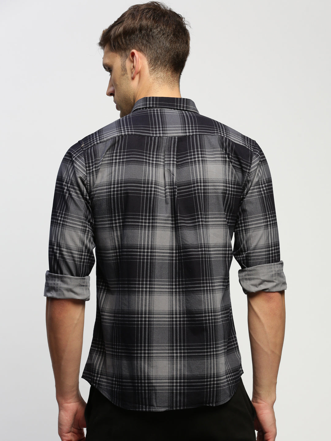 Men Navy Checked Shirt