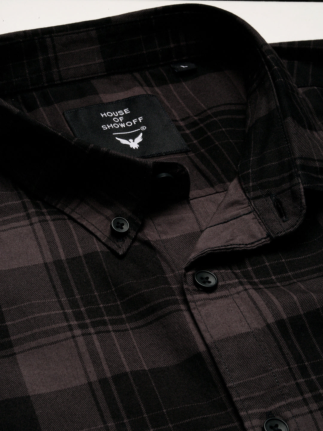 Men Grey Spread Collar Tartan Checks Shirt