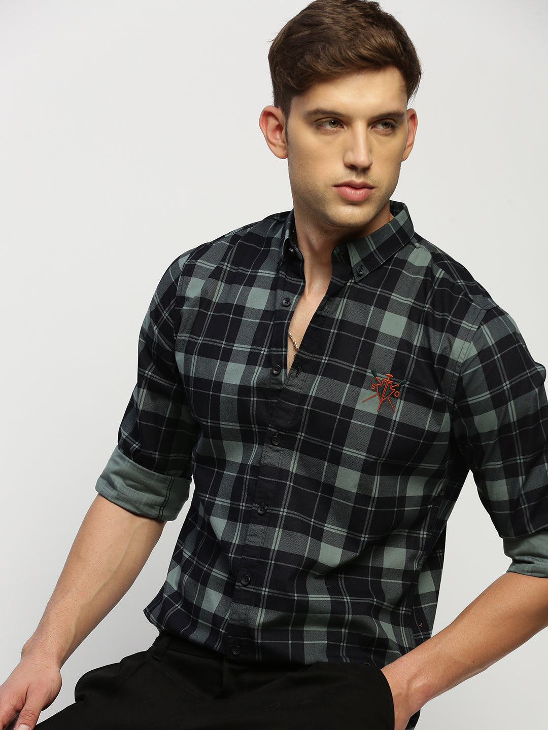 Men Black Checked Shirt