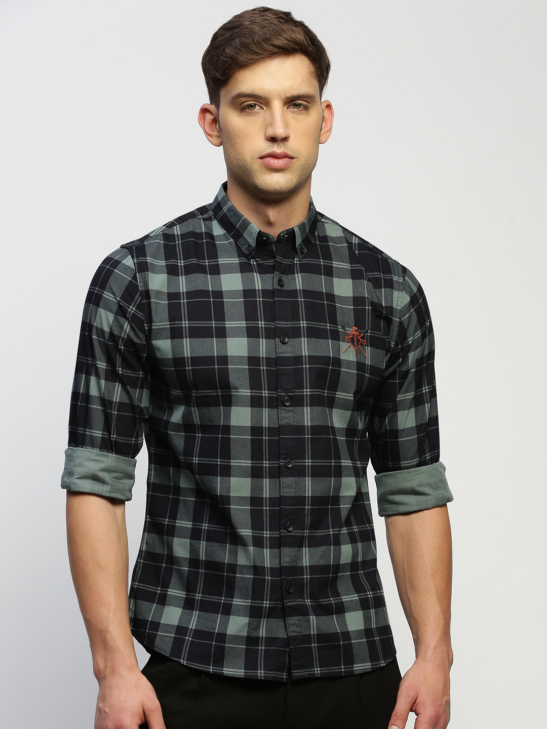 Men Black Checked Shirt