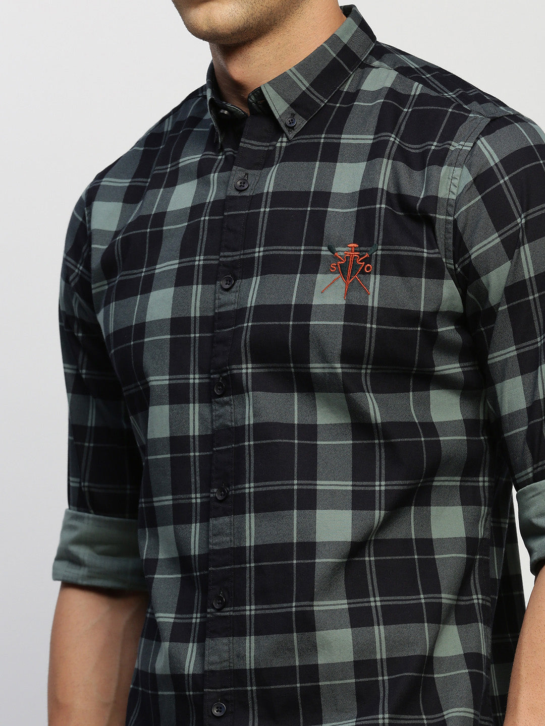 Men Black Checked Shirt