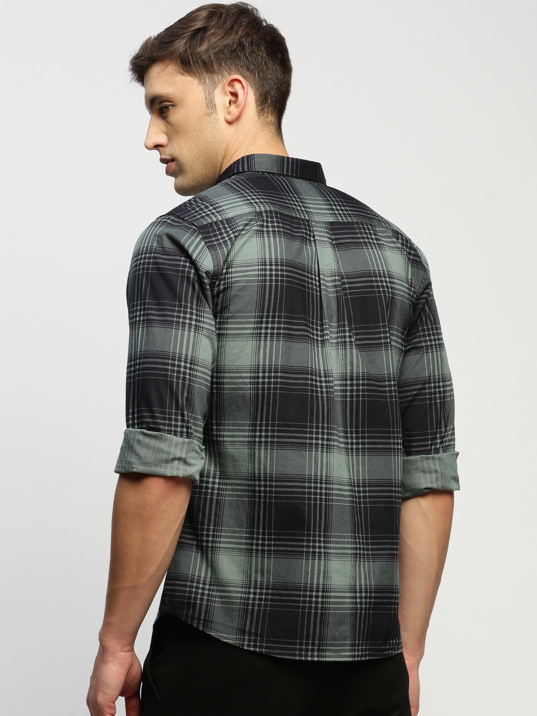 Men Green Checked Shirt