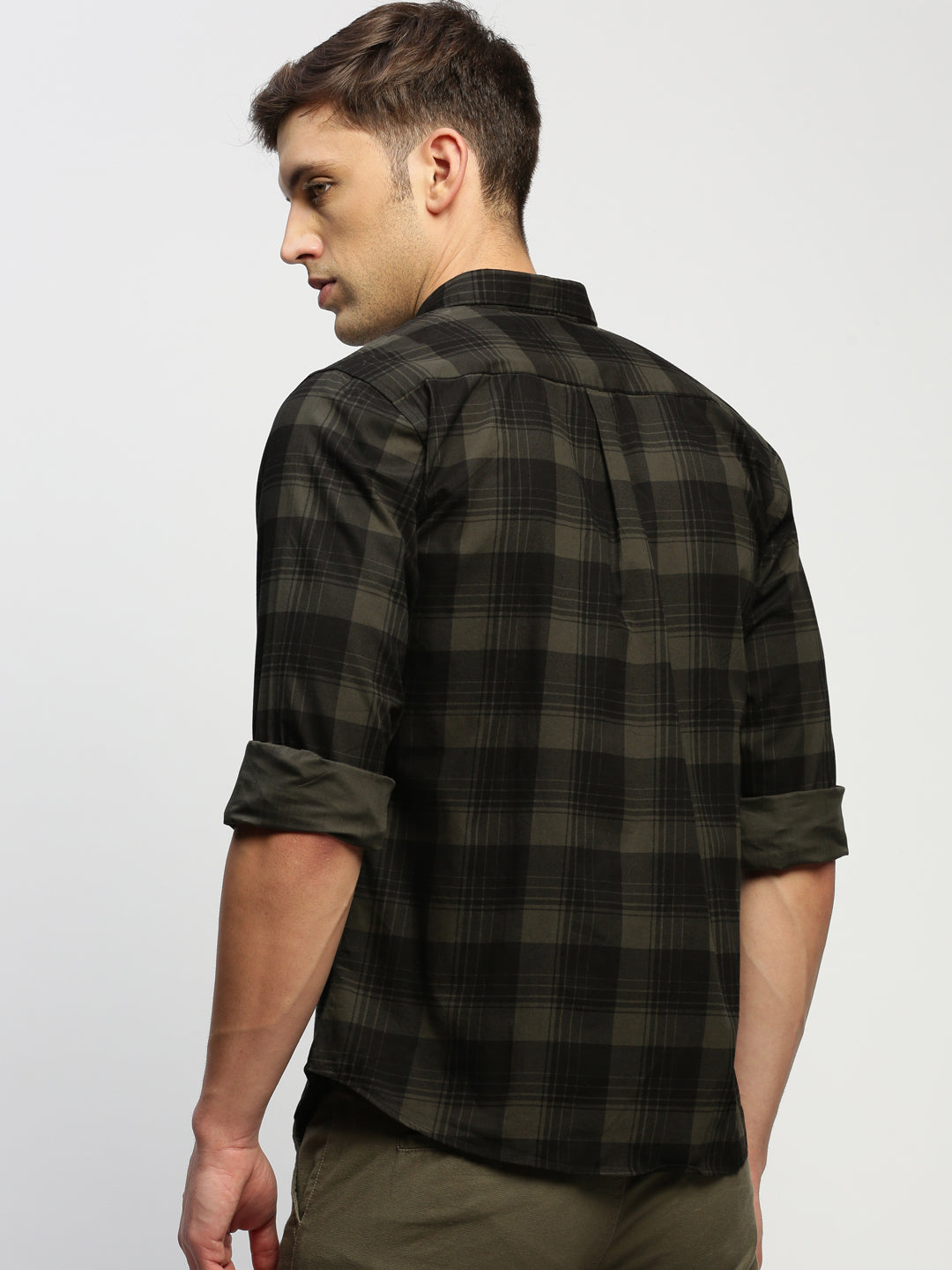 Men Green Checked Shirt