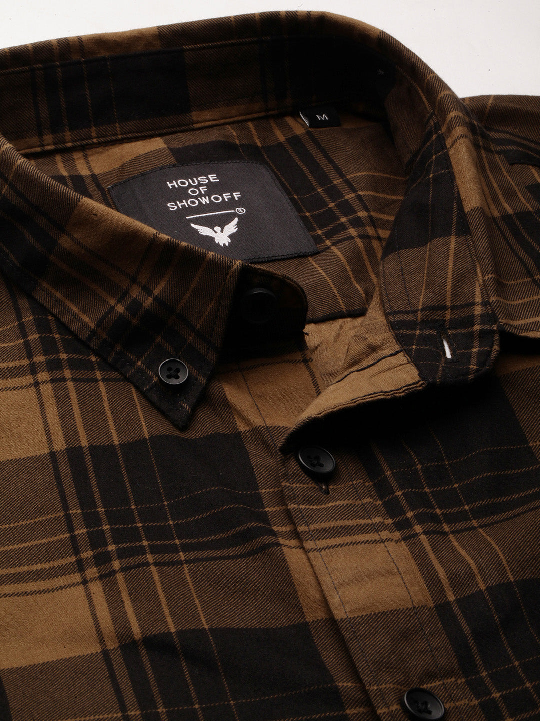 Men Brown Checked Shirt