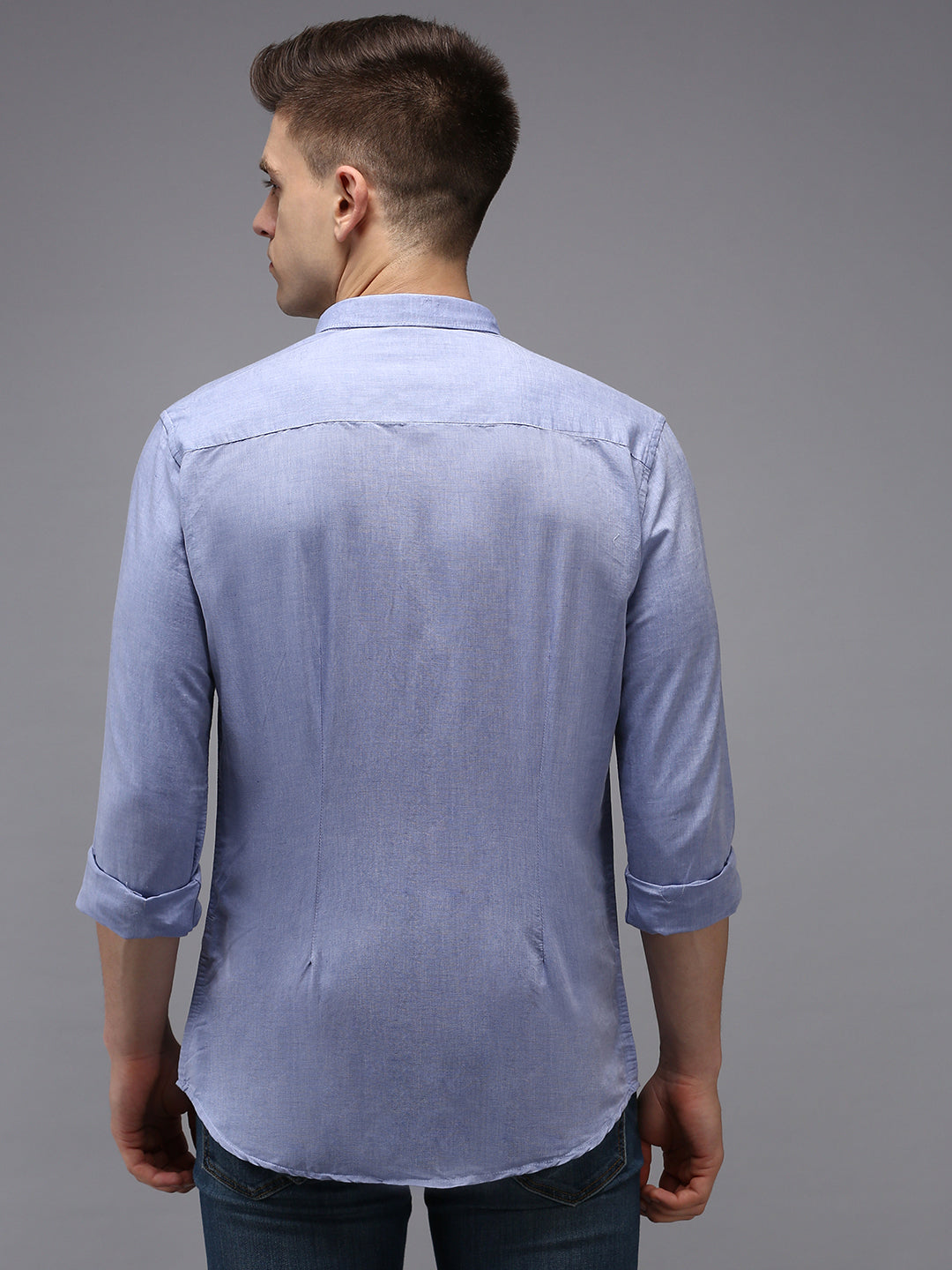 Men Blue Solid Casual Shirt