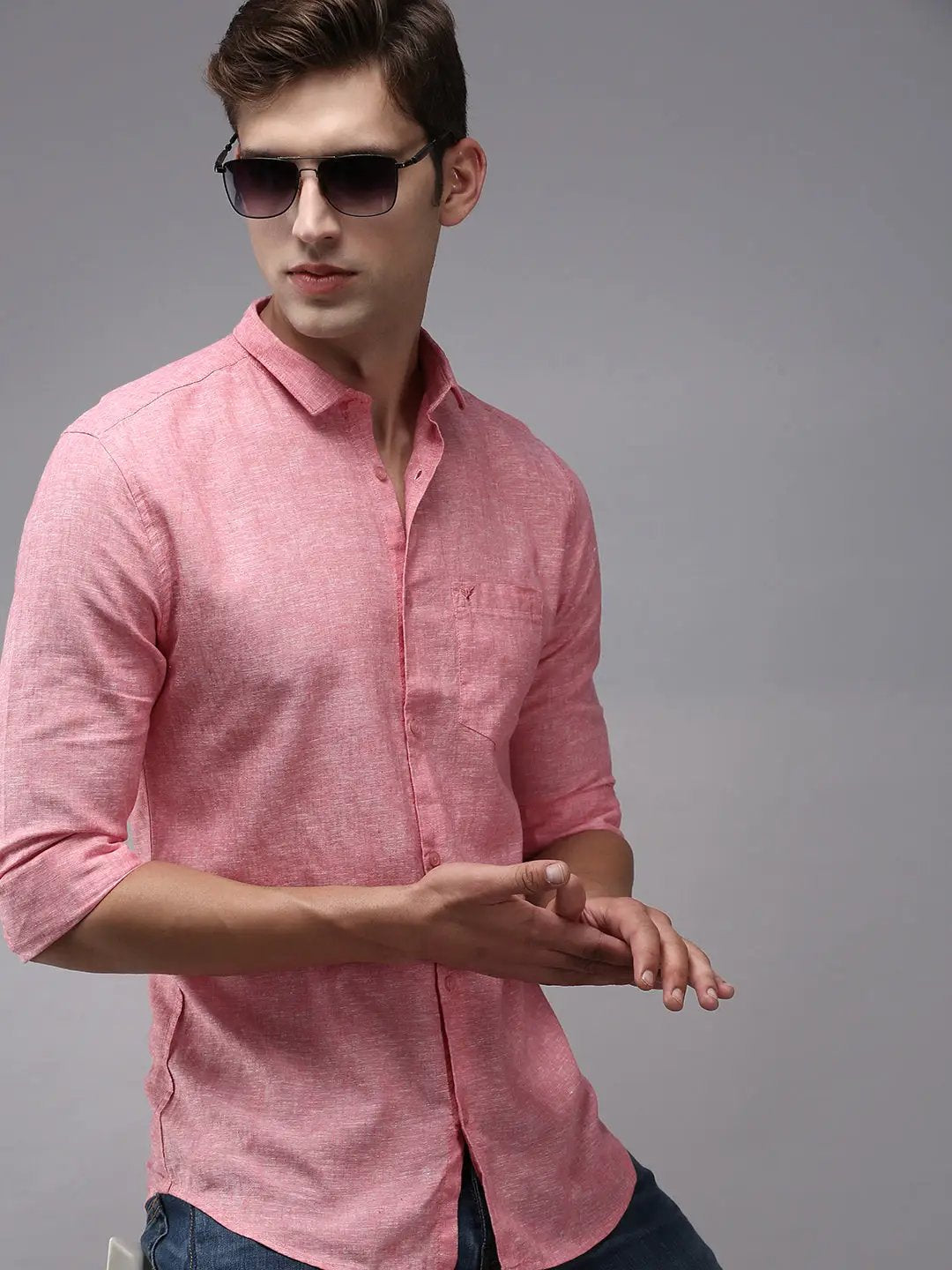 Men's Pink Solid Casual Shirt