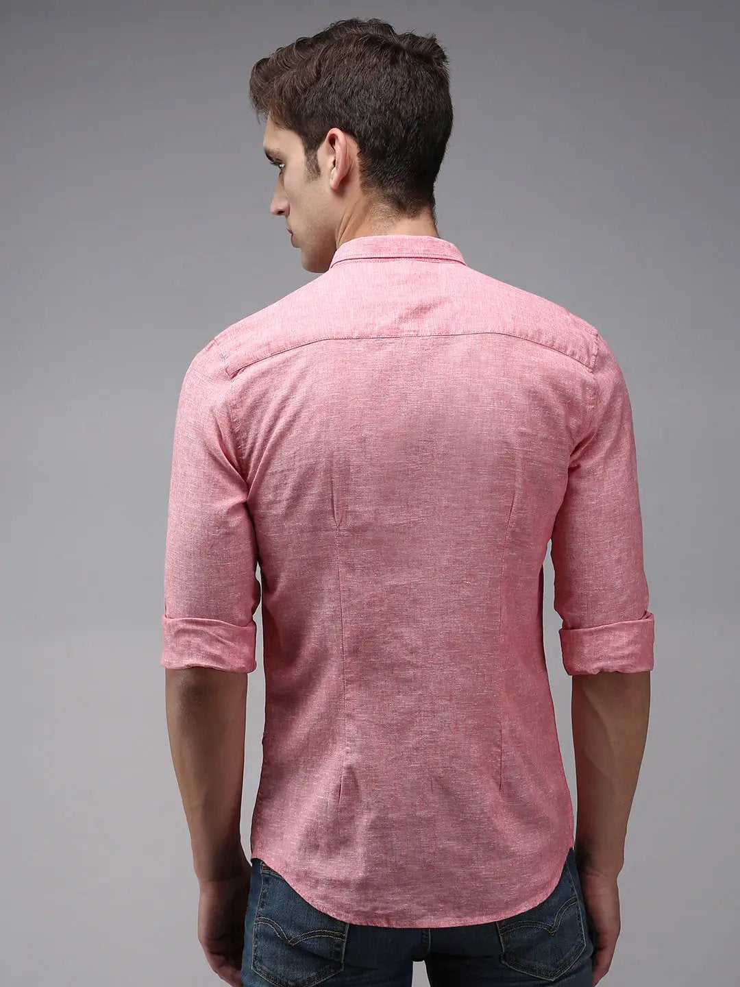 Men's Pink Solid Casual Shirt