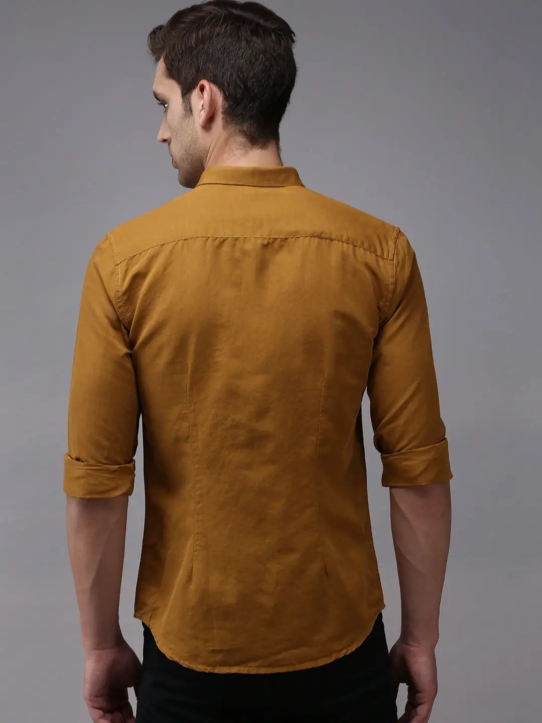 Men's Brown Solid Casual Shirt