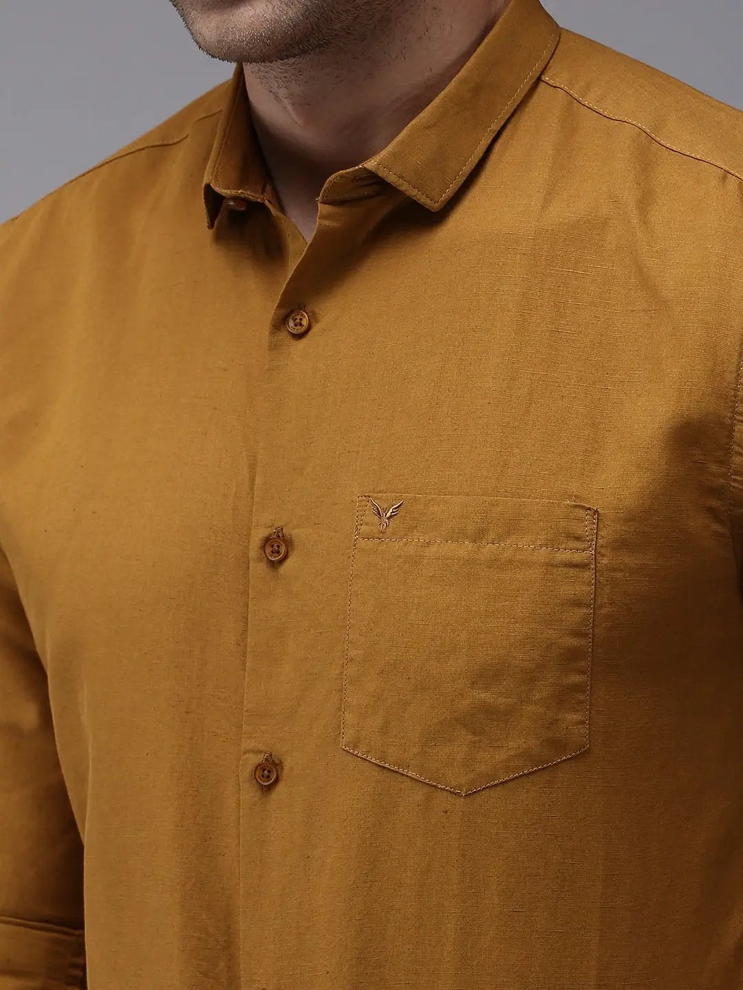 Men's Brown Solid Casual Shirt