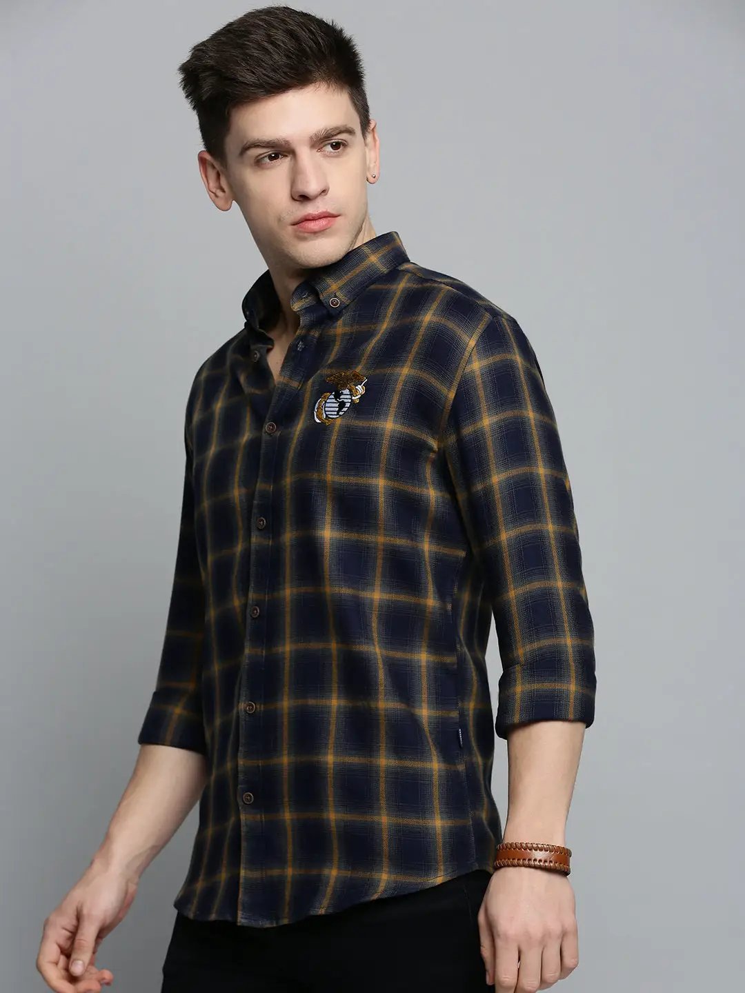 Men's Navy Checked Casual Shirt
