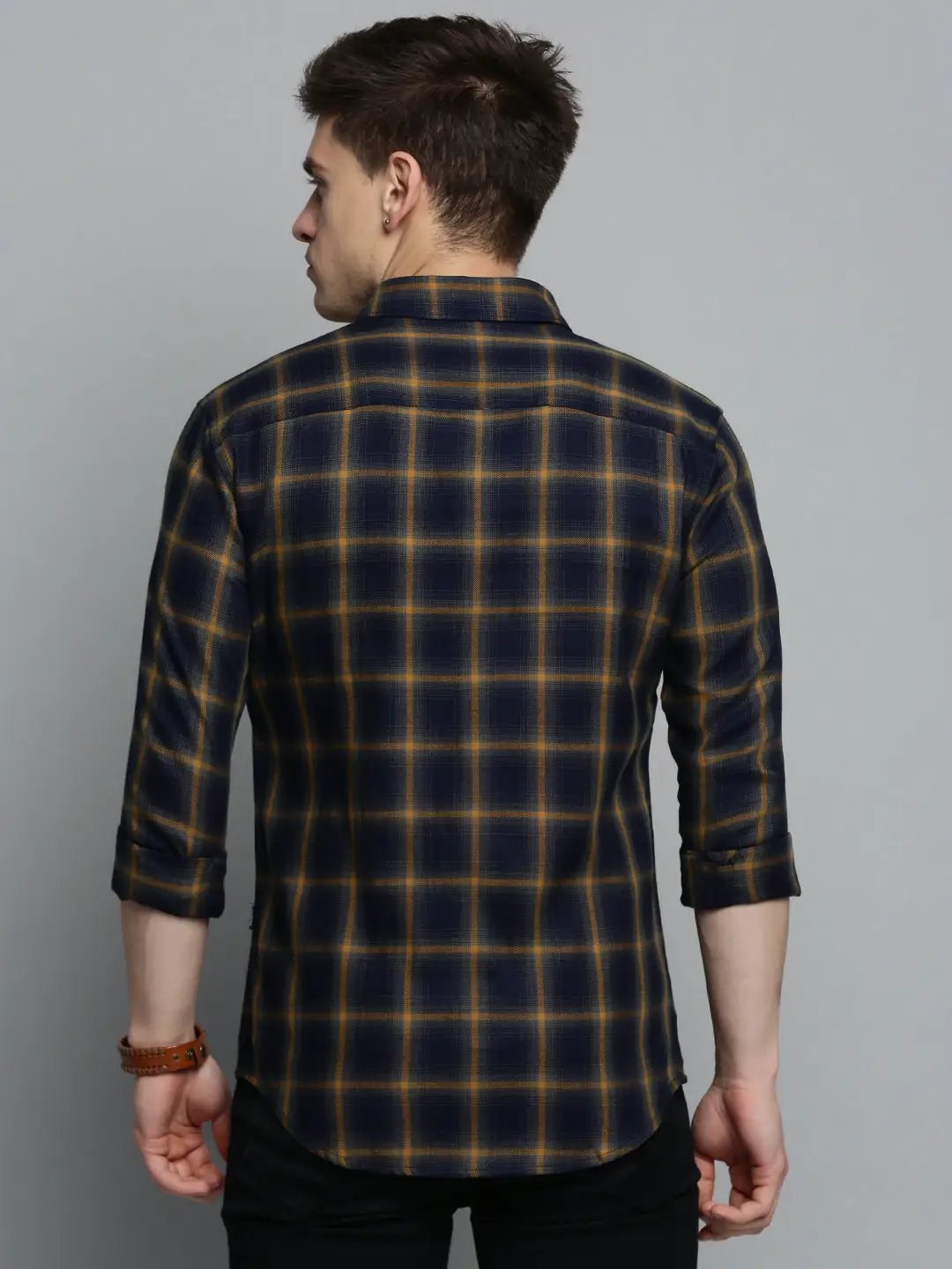 Men's Navy Checked Casual Shirt