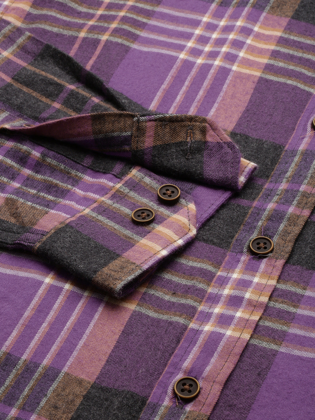 Men Purple Checked Casual Shirt