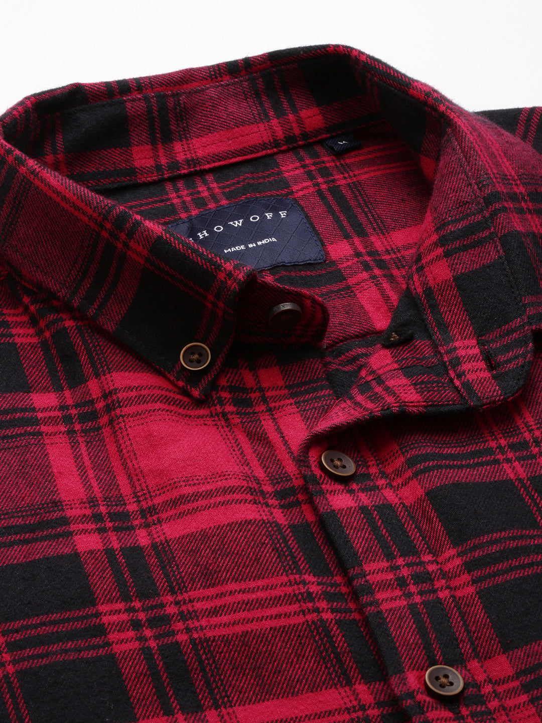 Men's Magenta Classic Tartan Checked Casual Cotton Shirt