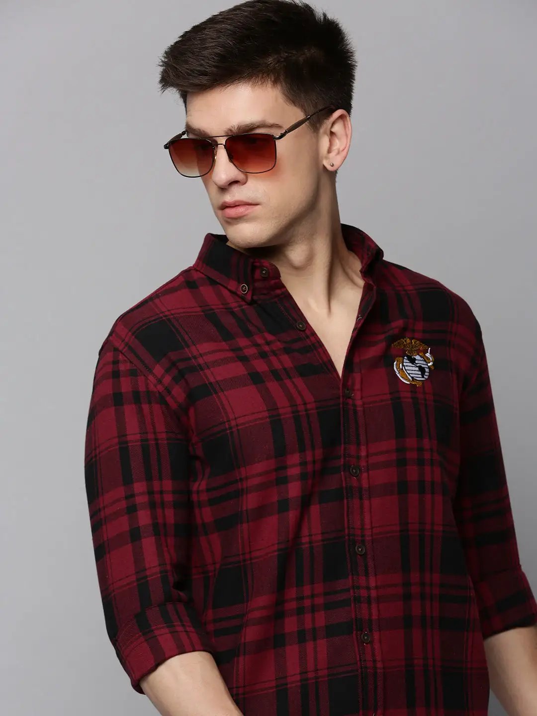 Men's Red Checked Casual Shirt