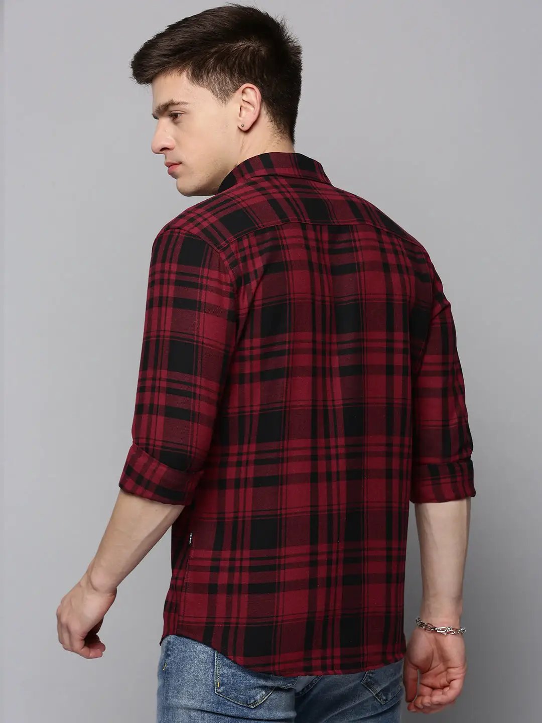 Men's Red Checked Casual Shirt