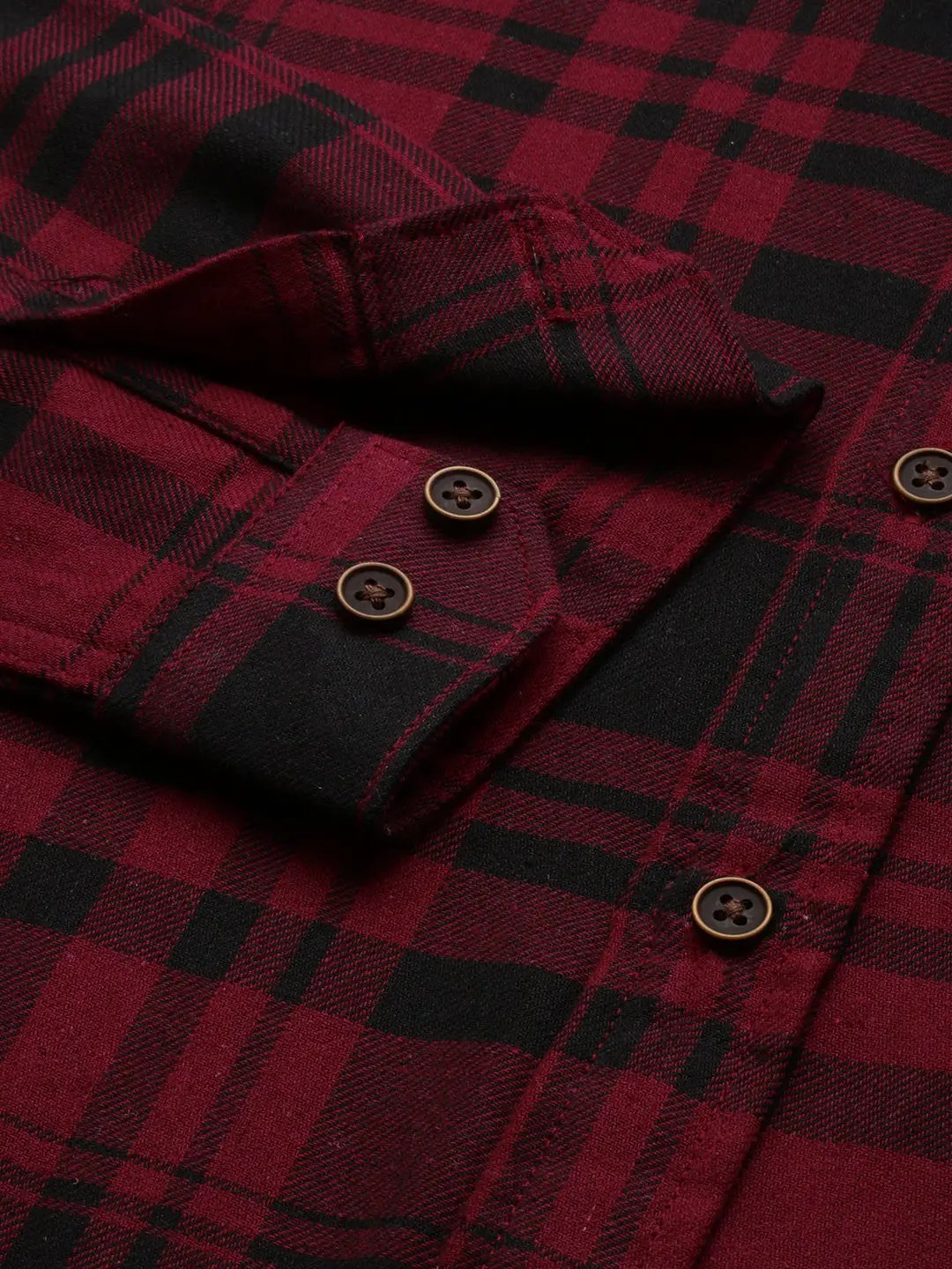 Men's Red Checked Casual Shirt