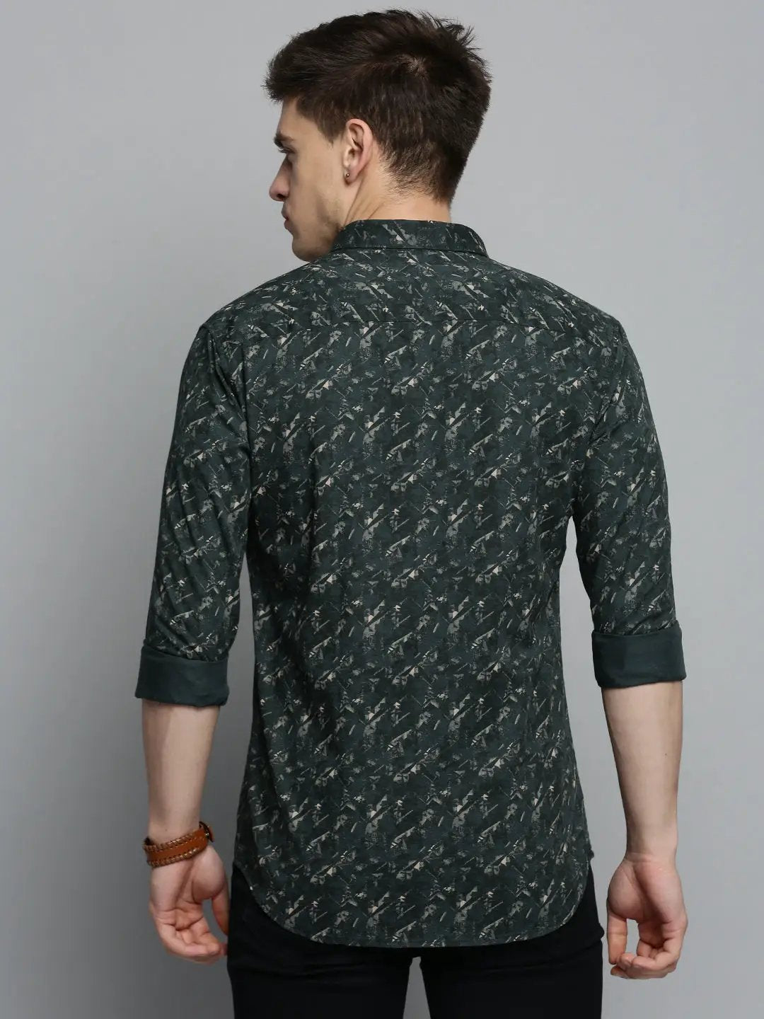 Men's Green Printed Casual Shirt