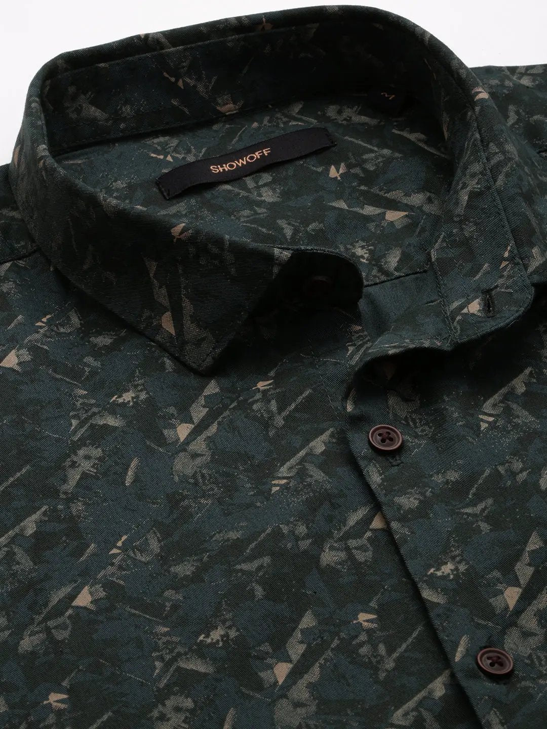 Men's Green Printed Casual Shirt