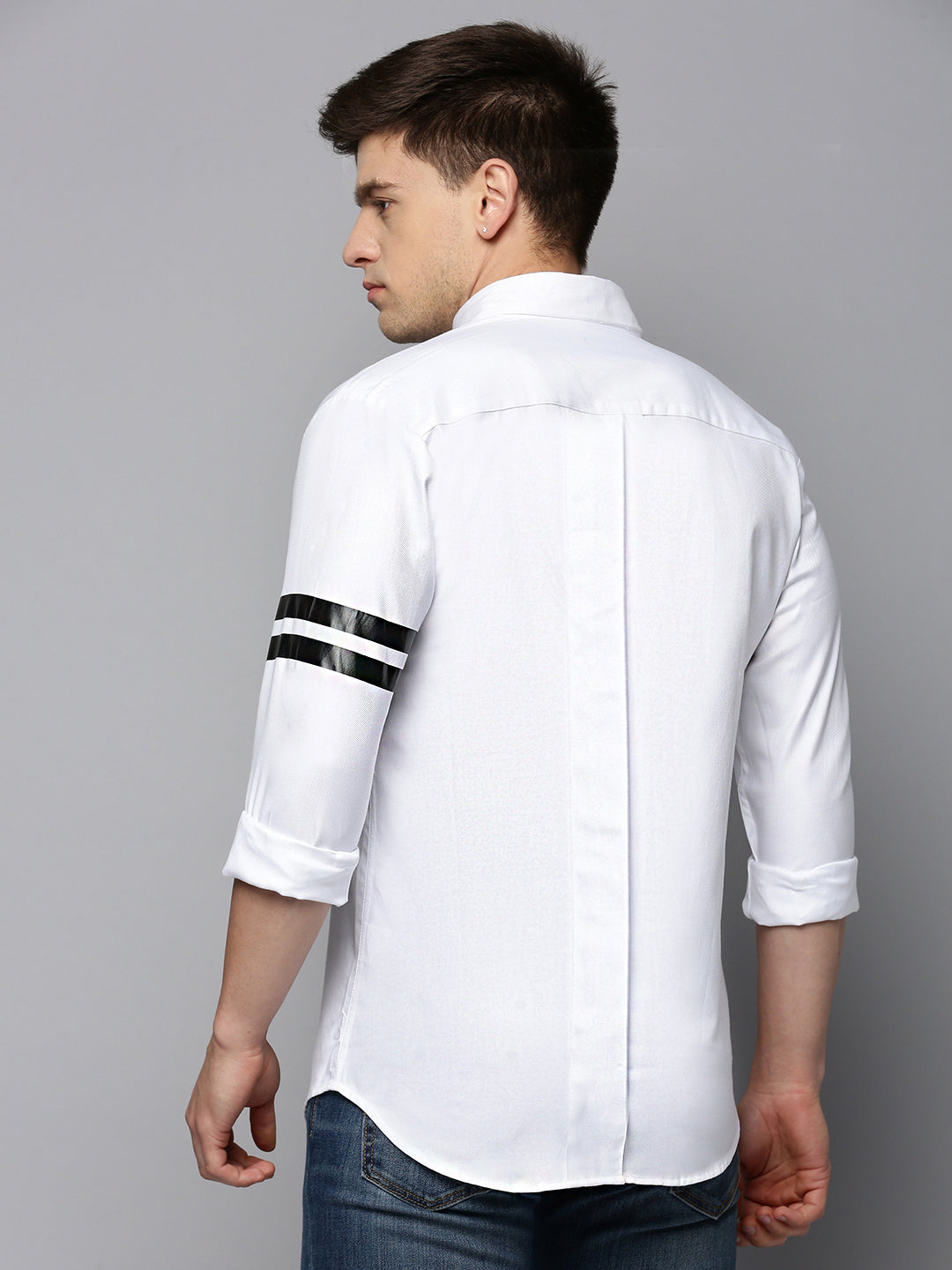 Men White Solid Casual Shirt