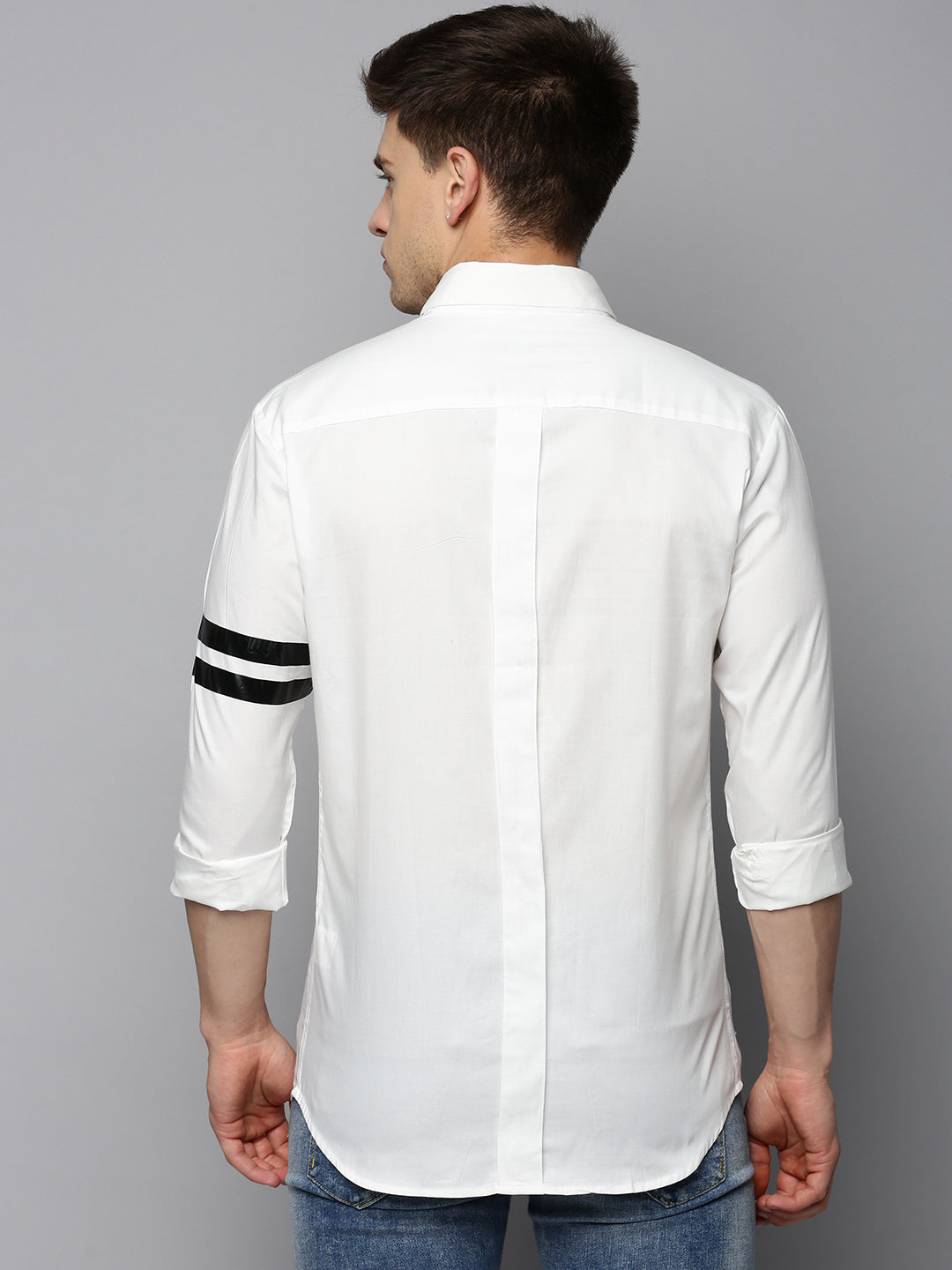 Men White Solid Casual Shirt