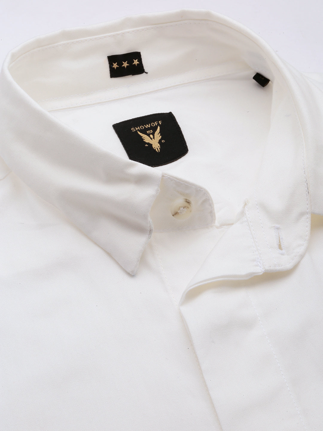 Men White Solid Casual Shirt