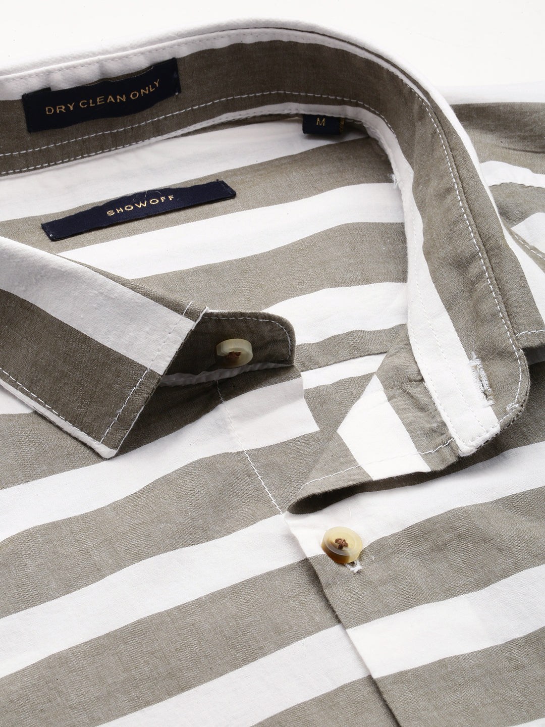 Men Grey Striped Casual Shirt