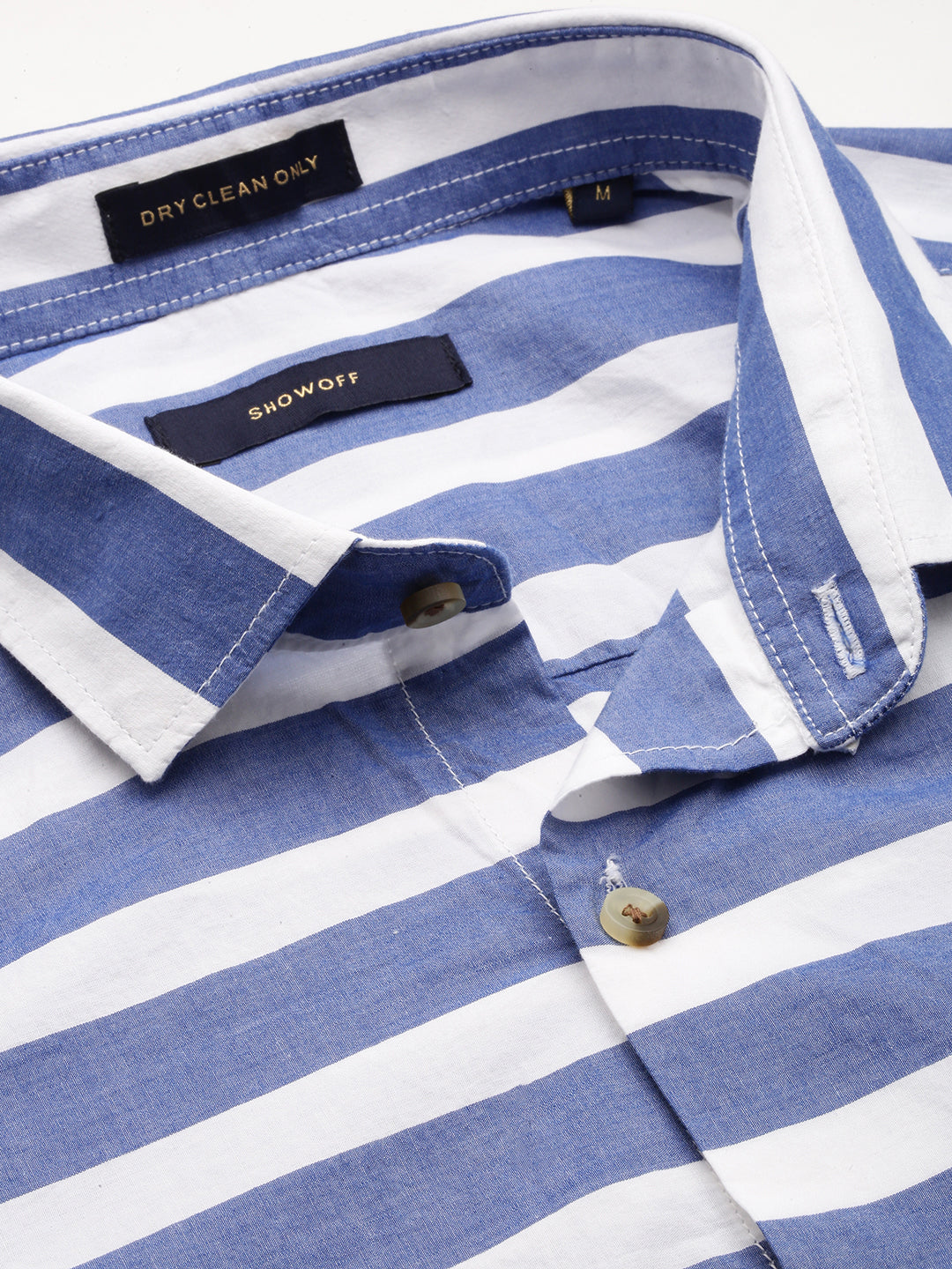 Men Blue Striped Casual Shirt