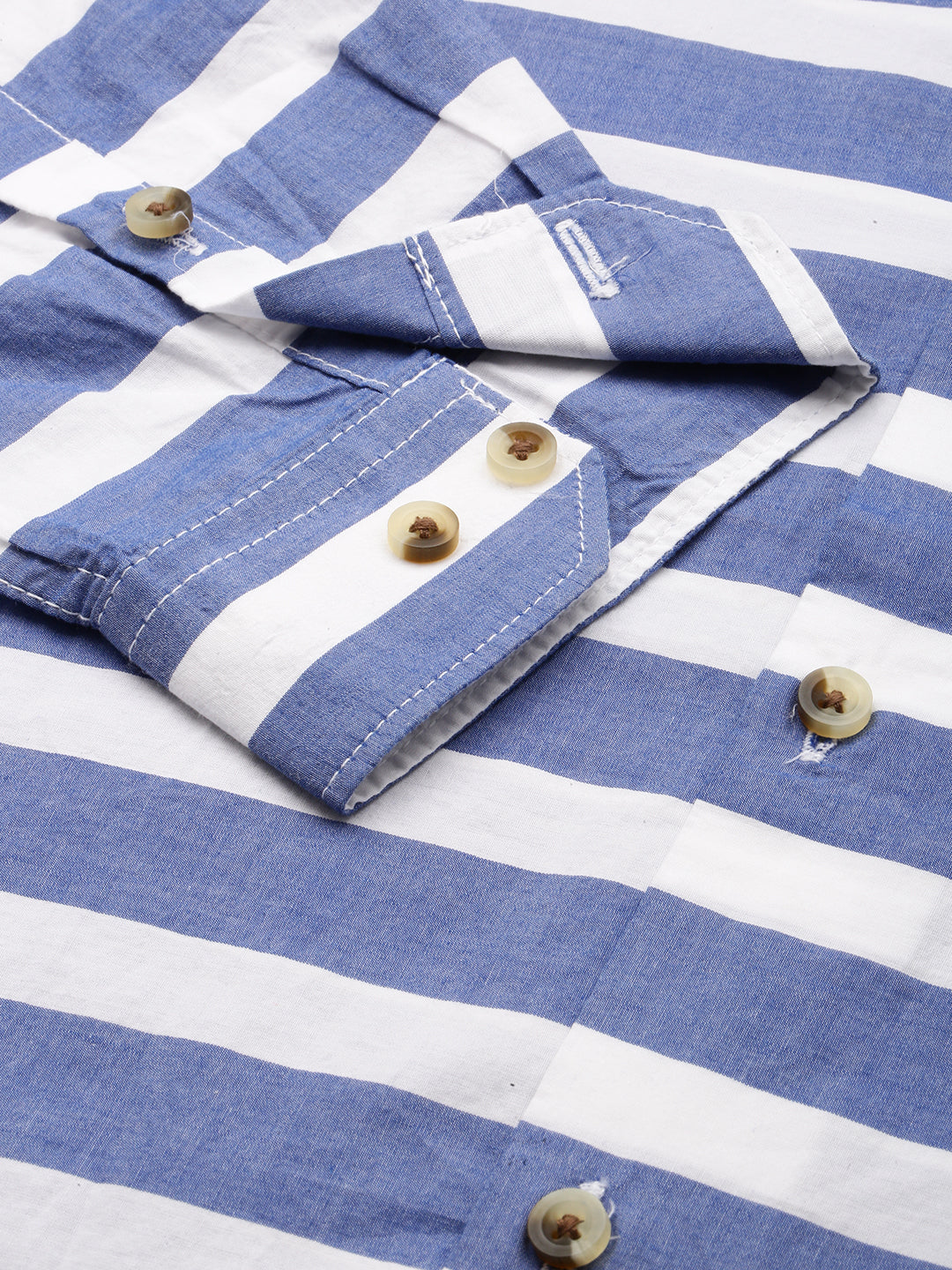 Men Blue Striped Casual Shirt