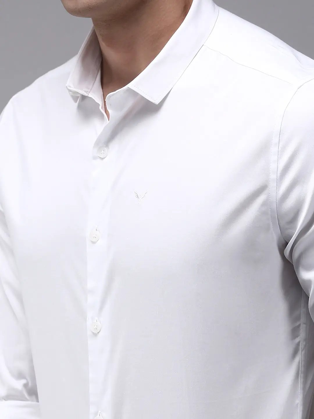 Men's White Solid Casual Shirt