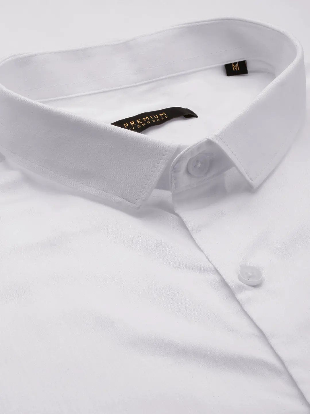 Men's White Solid Casual Shirt