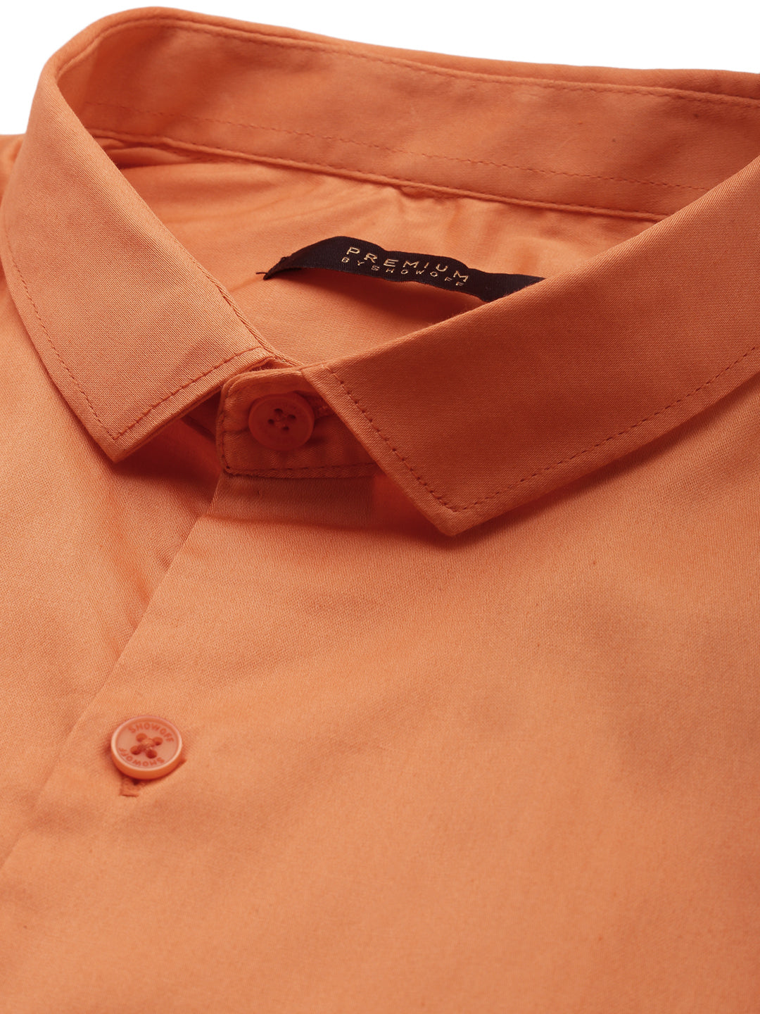 Men Orange Solid Casual Shirt