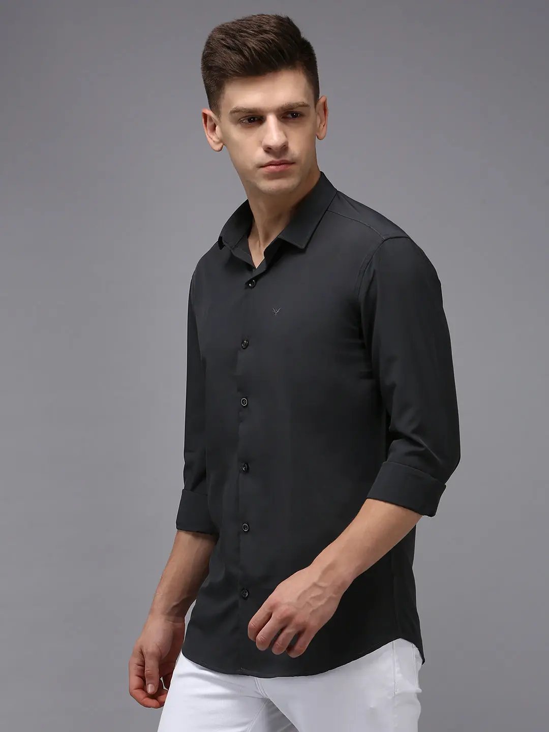 Men's Grey Solid Casual Shirt