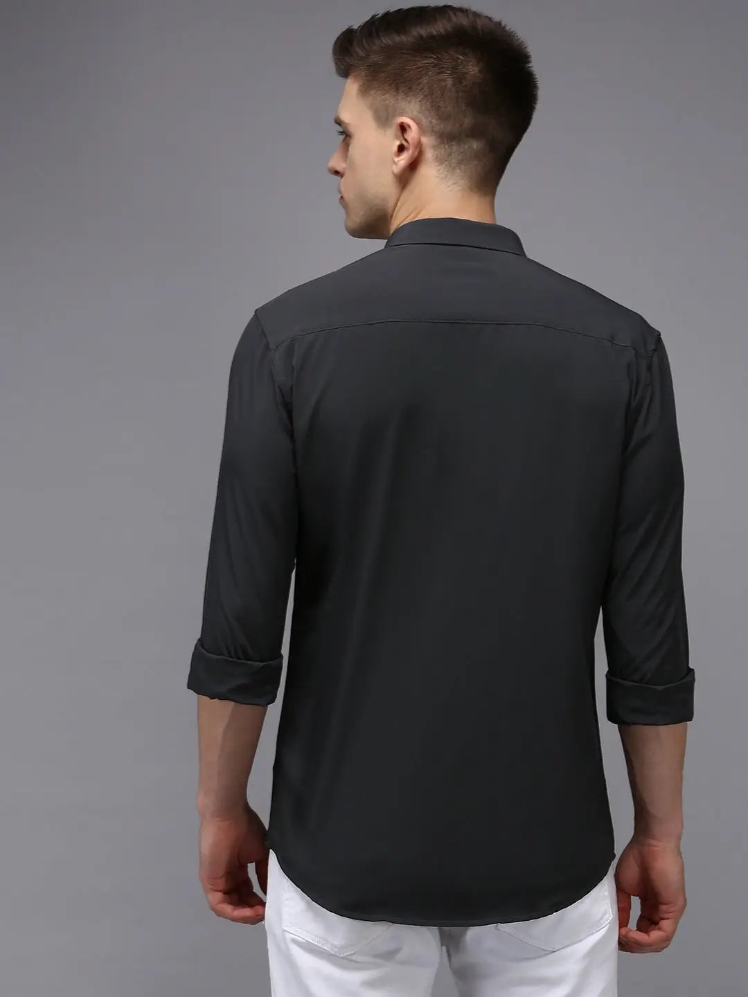 Men's Grey Solid Casual Shirt