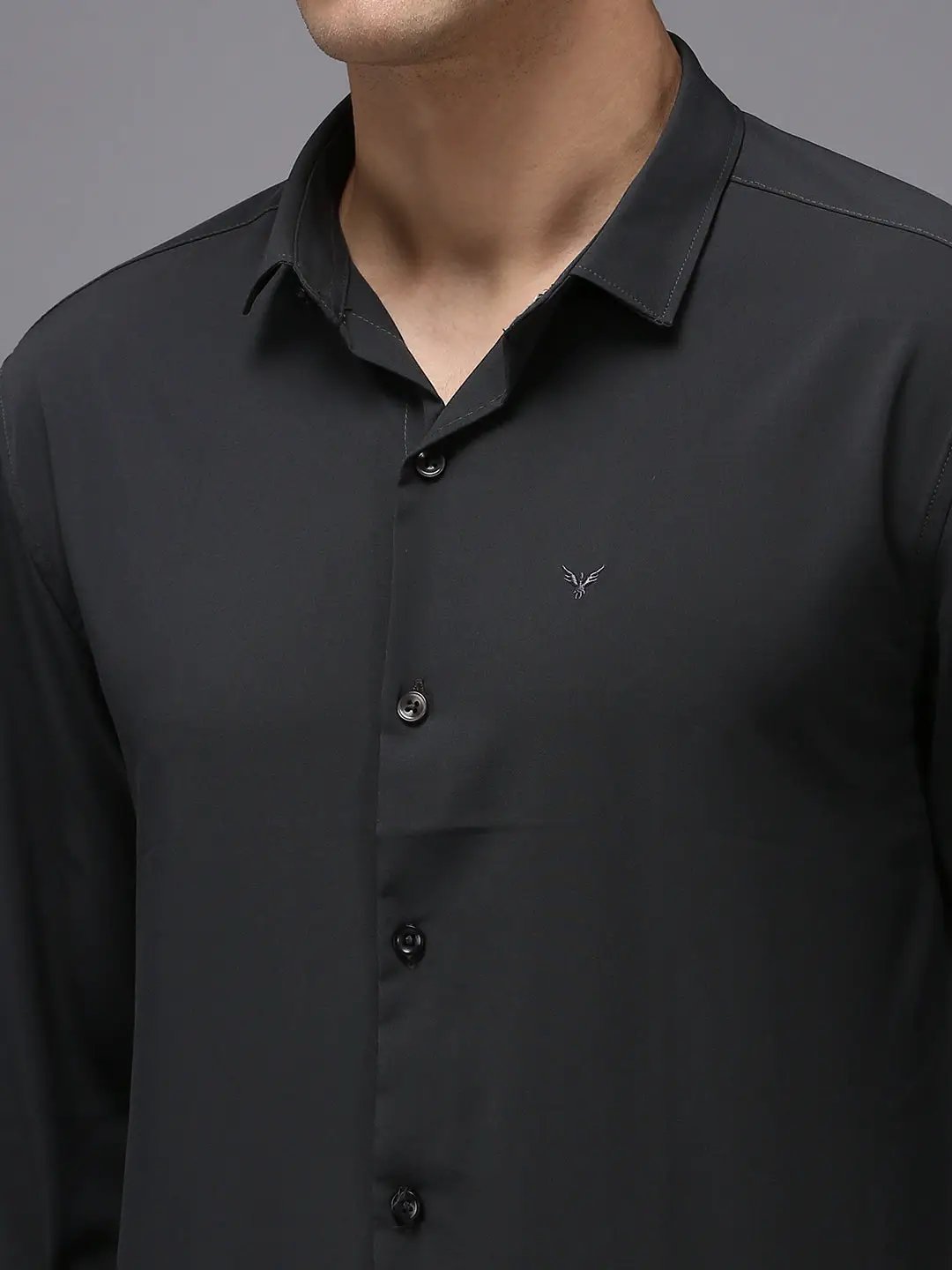 Men's Grey Solid Casual Shirt