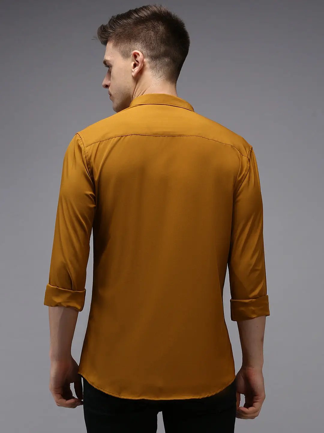 Men's Yellow Solid Casual Shirt
