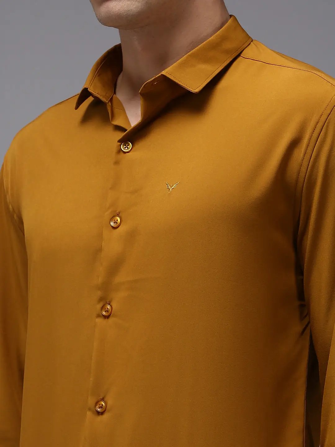 Men's Yellow Solid Casual Shirt