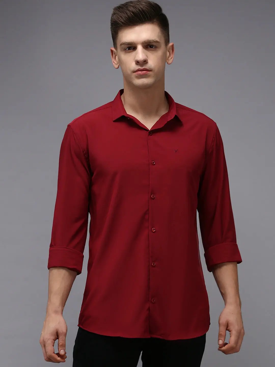 Men's Purple Solid Casual Shirt