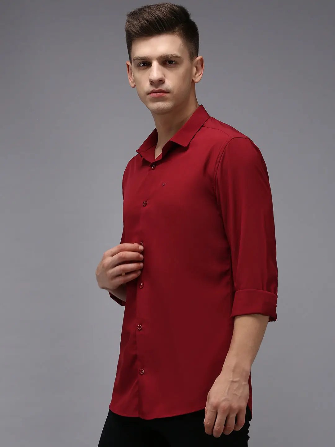 Men's Purple Solid Casual Shirt