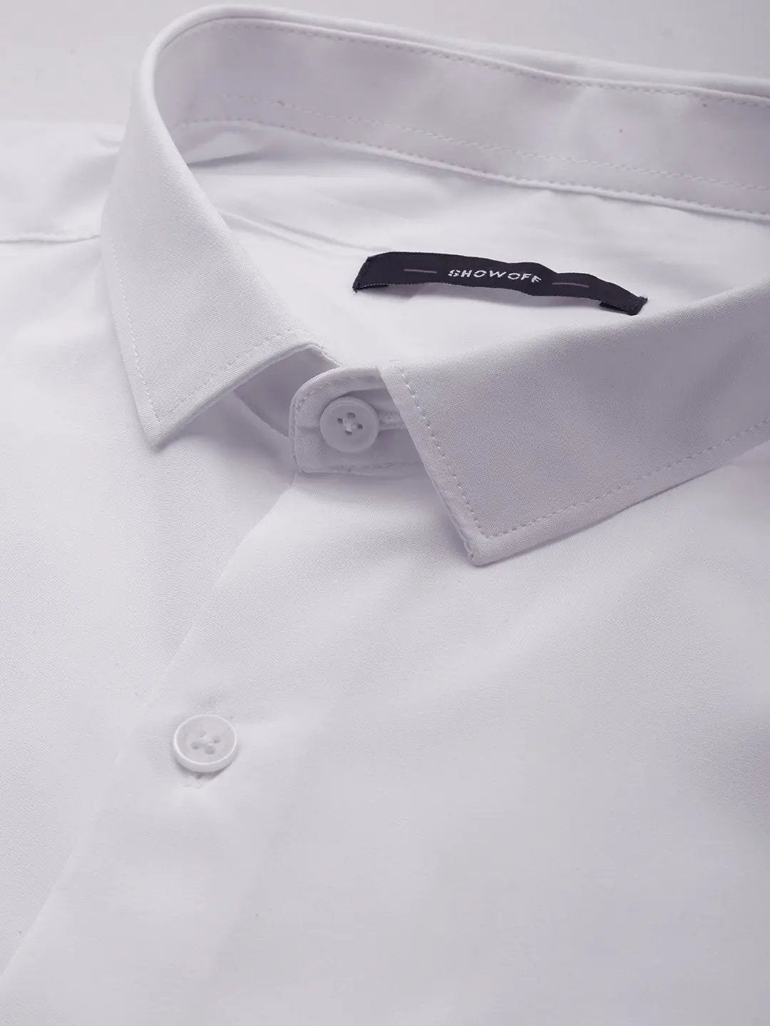 Men's White Solid Casual Shirt
