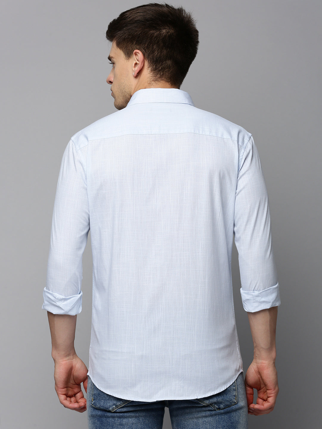 Men Blue Solid Casual Shirt