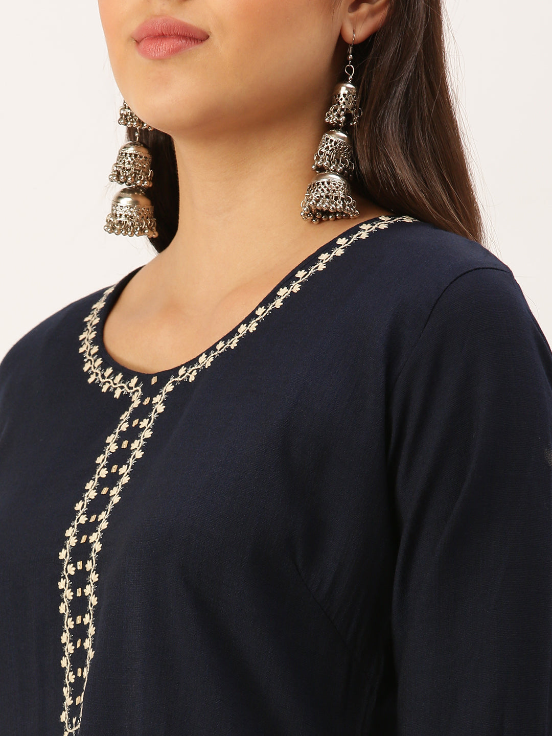 Women's Blue Solid Straight Kurta