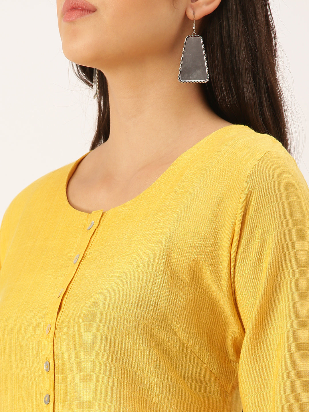 Women's Yellow Solid Straight Kurta